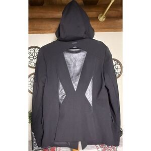 Blanc Noir Gayatri Women's Hooded Black Blazer‎ SZ Small Unique Classy